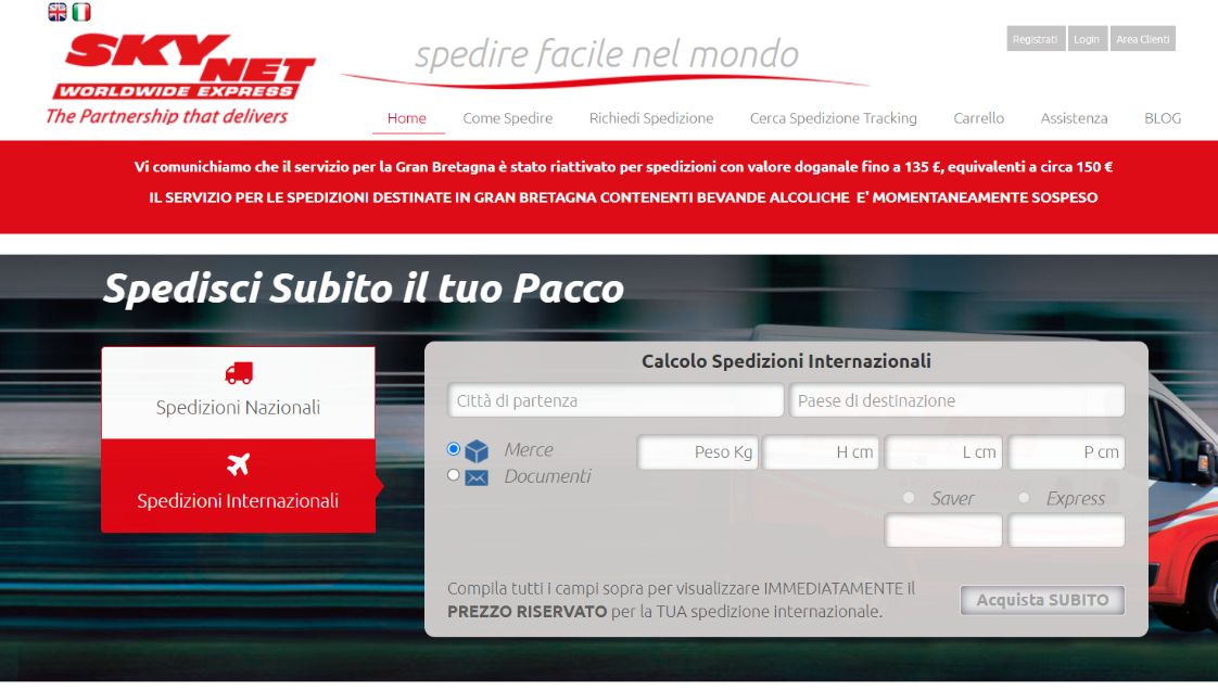 Corrieri spedizioni Skynet