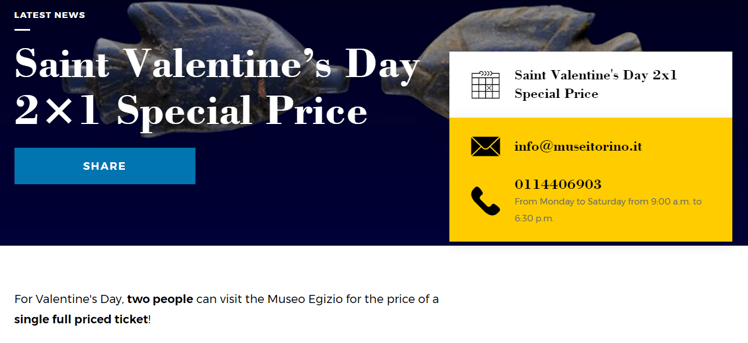 Valentine's Day 2-for-1 promotion - Museum of Egypt Turin (Italy)