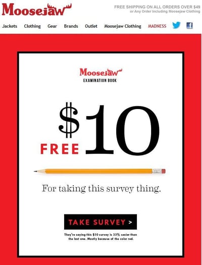 Moosejaw example - Transactional email