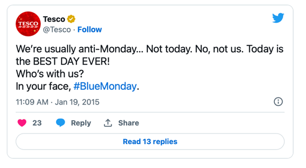 tesco blue monday - retail calendar