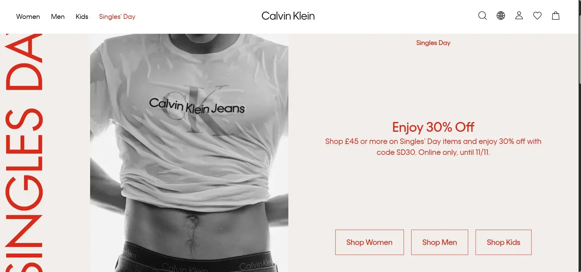 Single's day UK - Calvin Klein