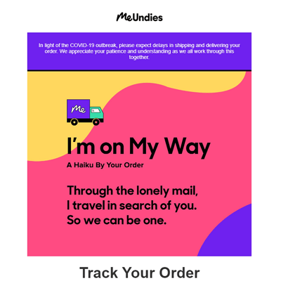 MeUndies example - tracking email