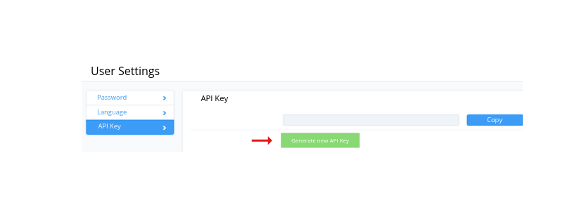 Final step to get a new API Key