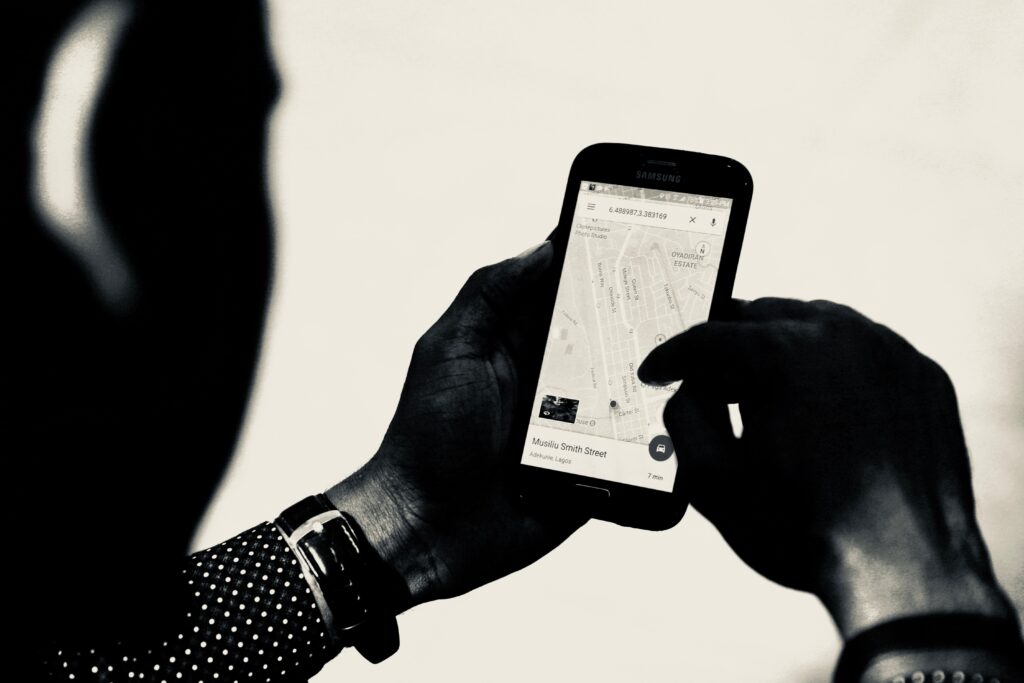 Person using Google Maps on mobile phone