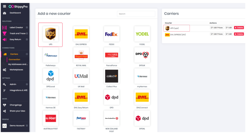 ShippyPro platform: How to add your courriers in one click, demonstration