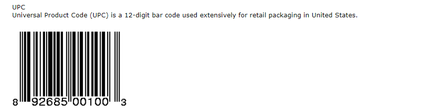 UPC - ejemplo de código universal de producto