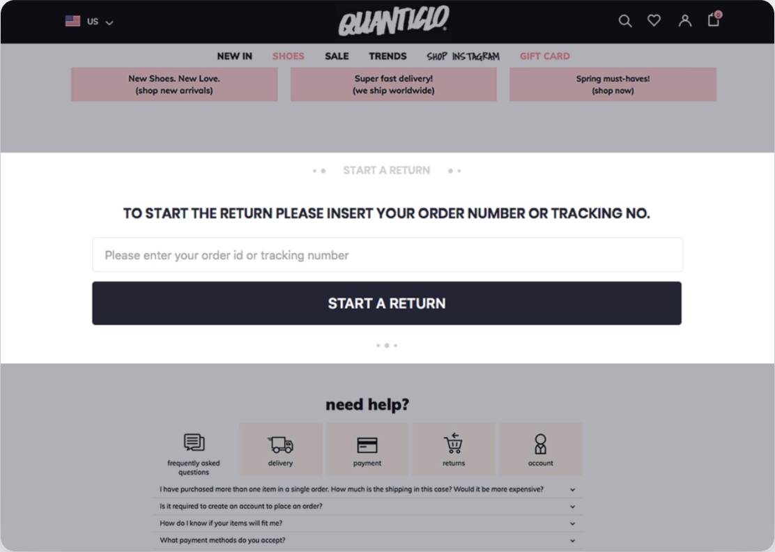 Ecommerce return portal