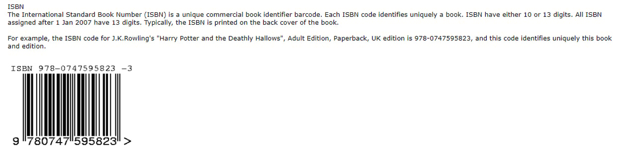 ISBN - ejemplo de número estándar internacional de libros