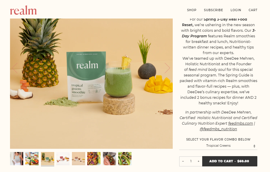 ecommerce product bundle example from Realm