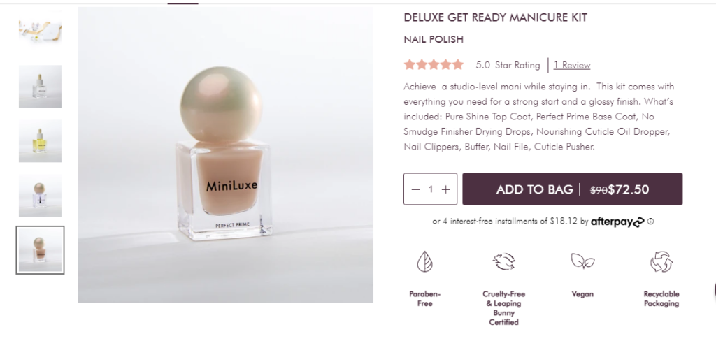 ecommerce product bundle example from MiniLuxe