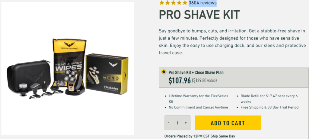 ecommerce product bundle example from Freedom Grooming