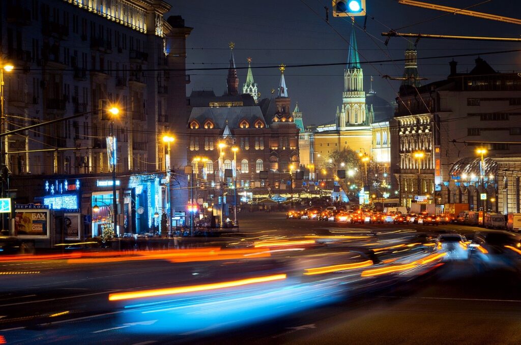 Città russa in notturna