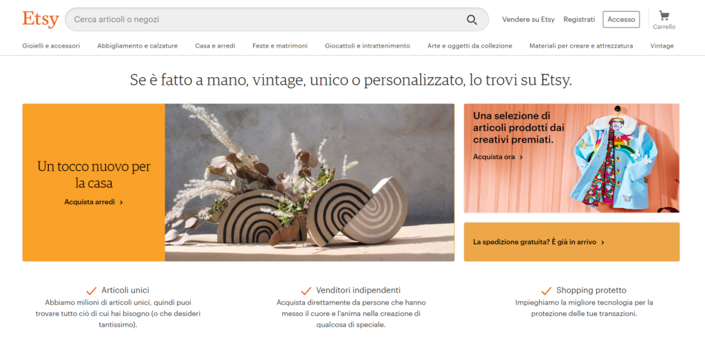 Vendere online su Etsy