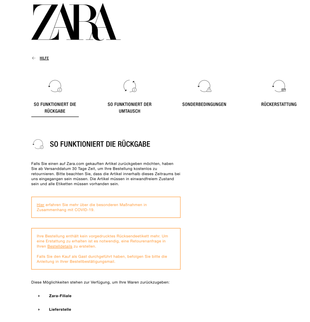 Zara return de