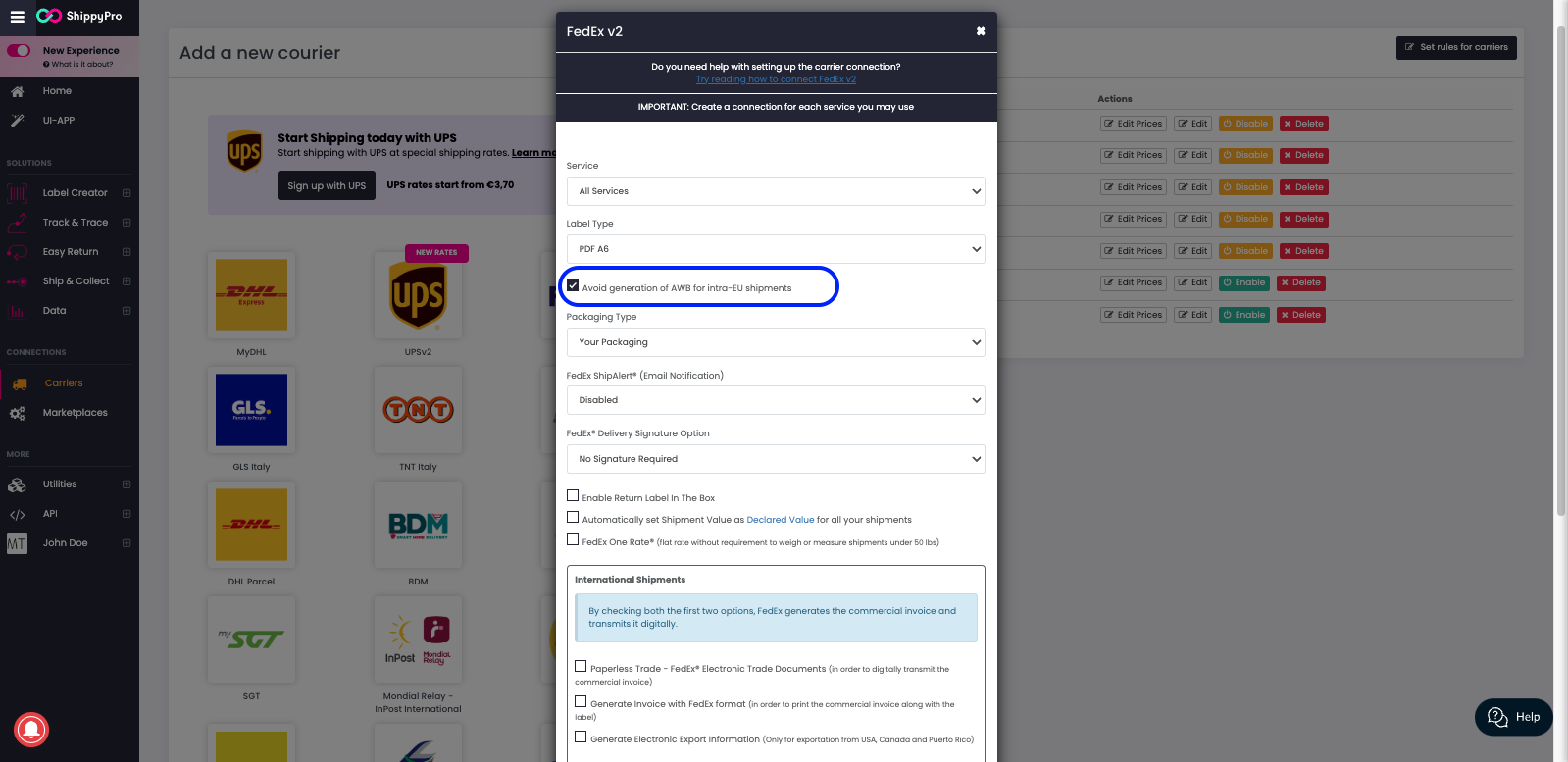 FedEx v2 - Avoid generation of AWB for intra-EU shipments