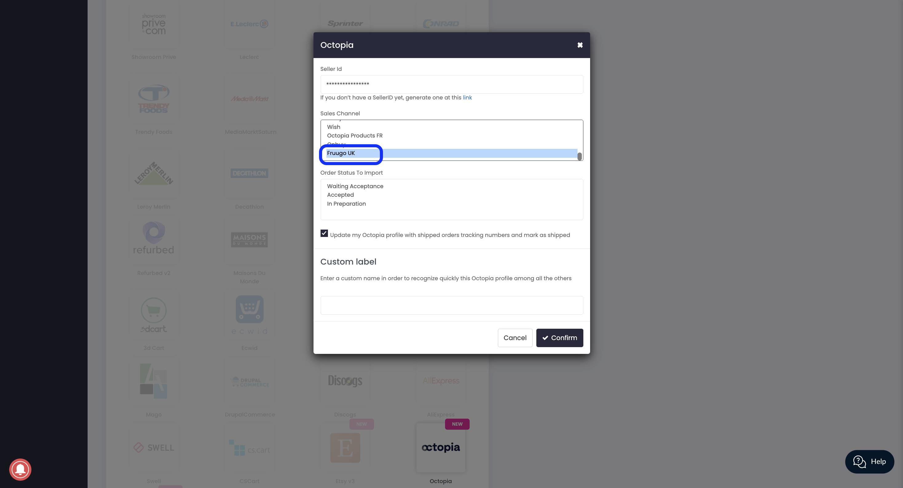 Octopia - Addition of Fruugo UK as sales channel