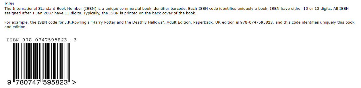 ISBN - exemple numéro international standard du livre