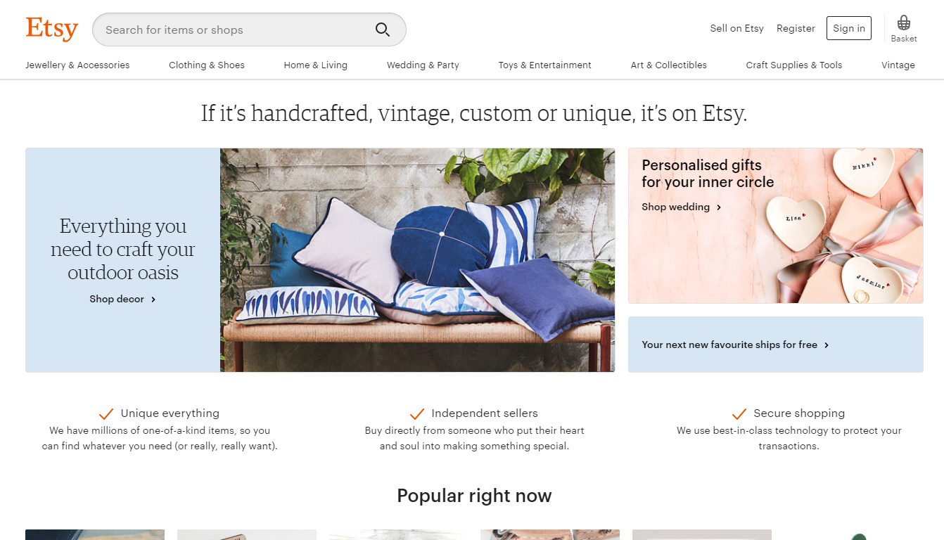 Vendere online nel Regno Unito: Etsy