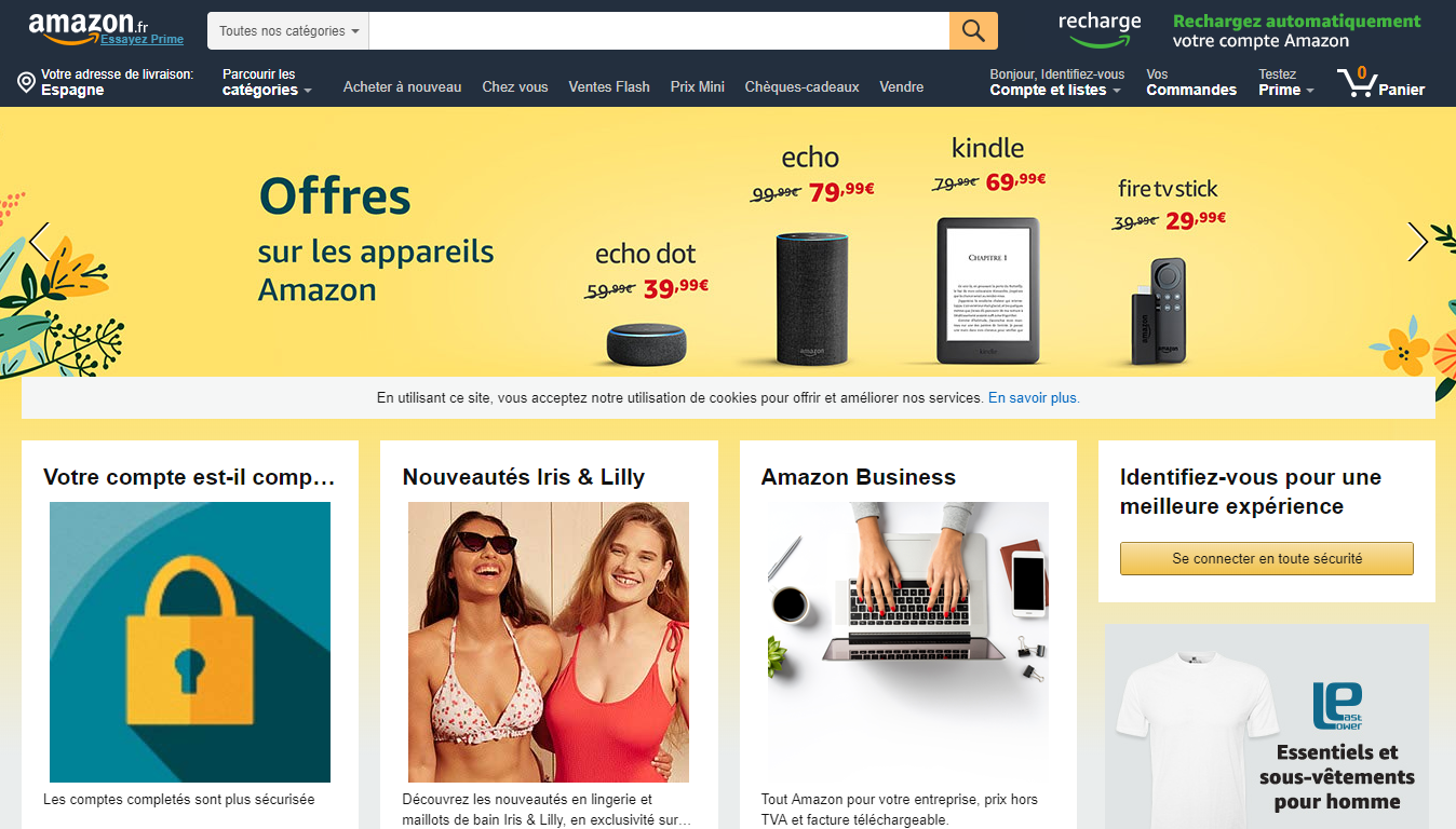 Homepage Amazon, one of the best marketplaces in the world