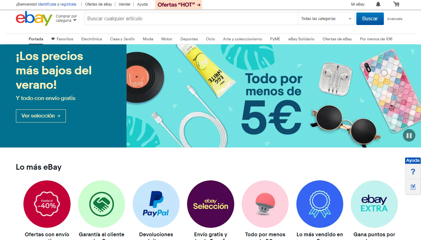 Homepage eBay, uno dei milgiori marketplace