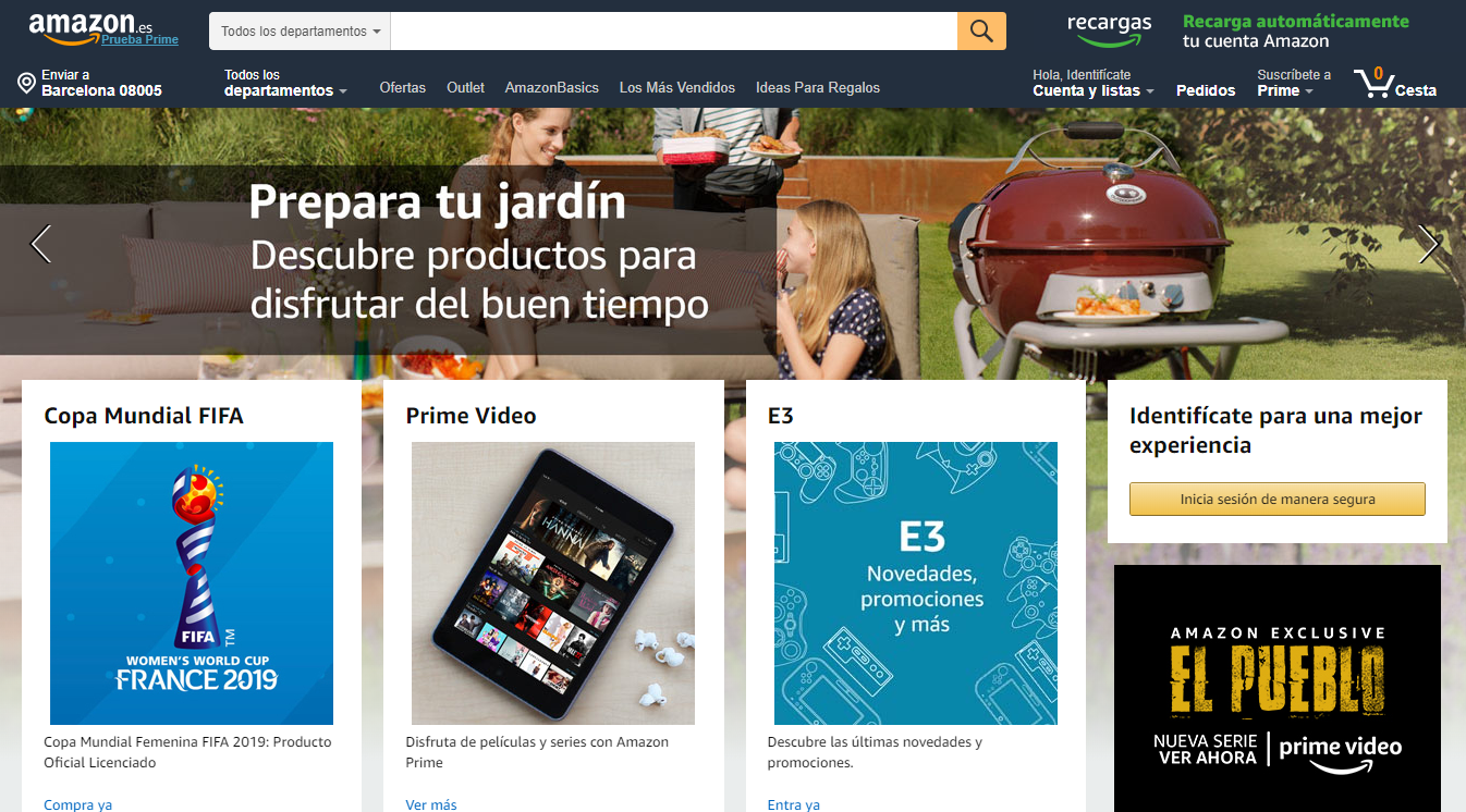 Amazon Homepage , einer der besten Marketplaces in Spanien