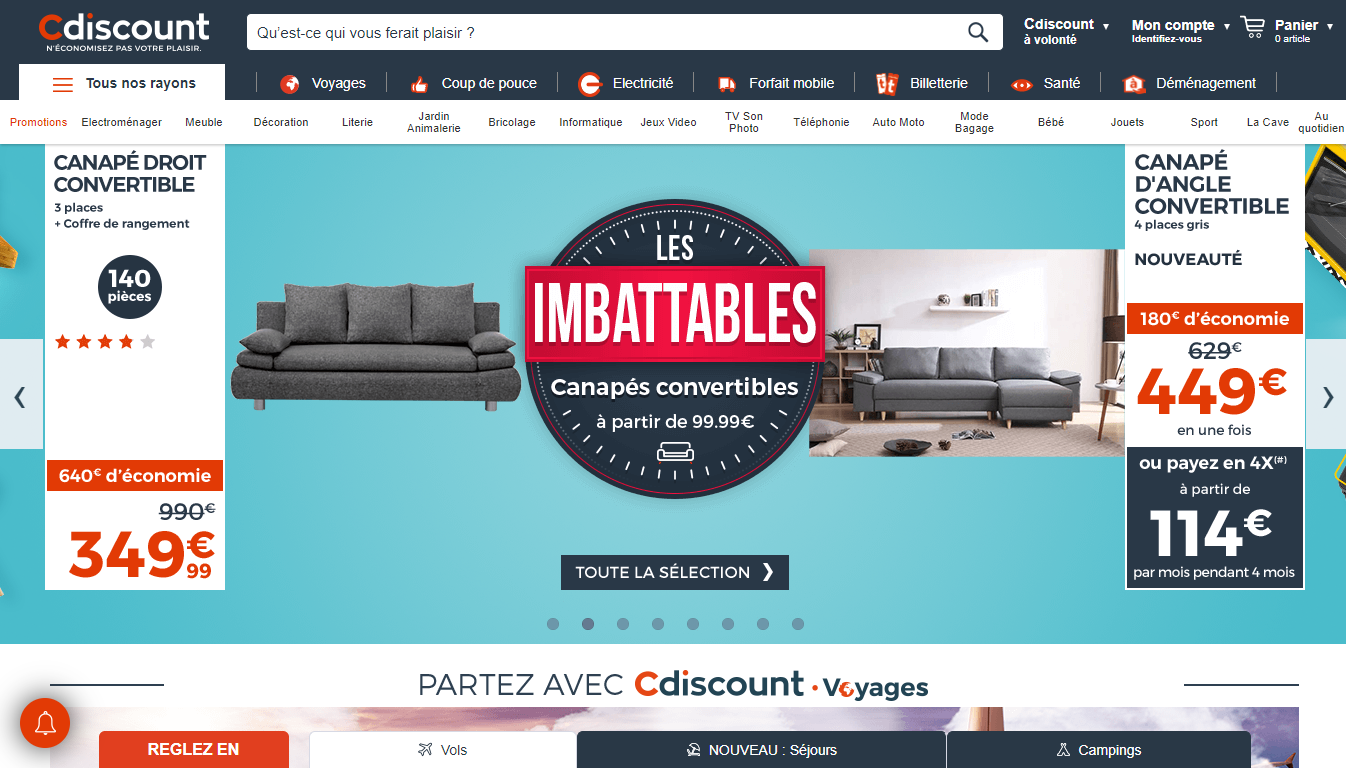 Homepage Cdiscount, uno dei milgiori marketplace in Spagna