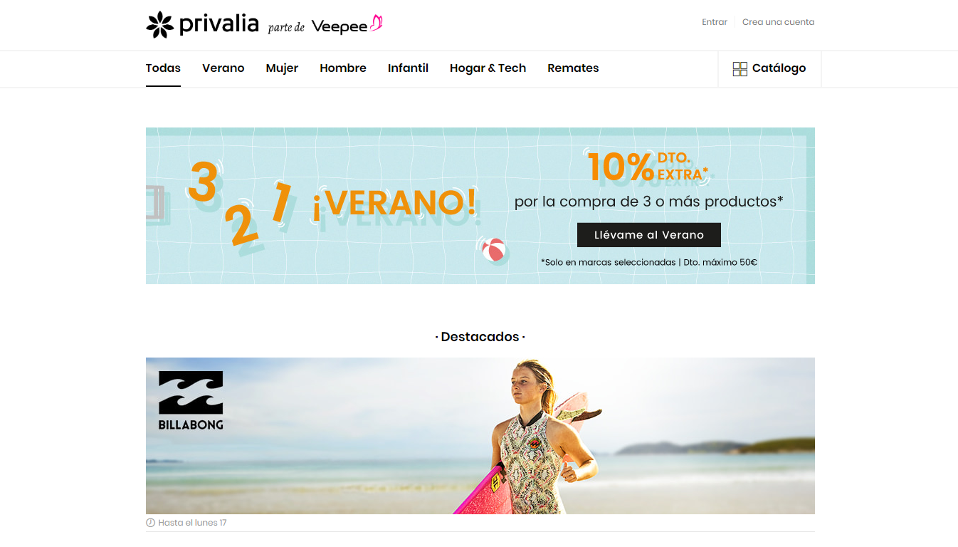 Privalia Homepage 